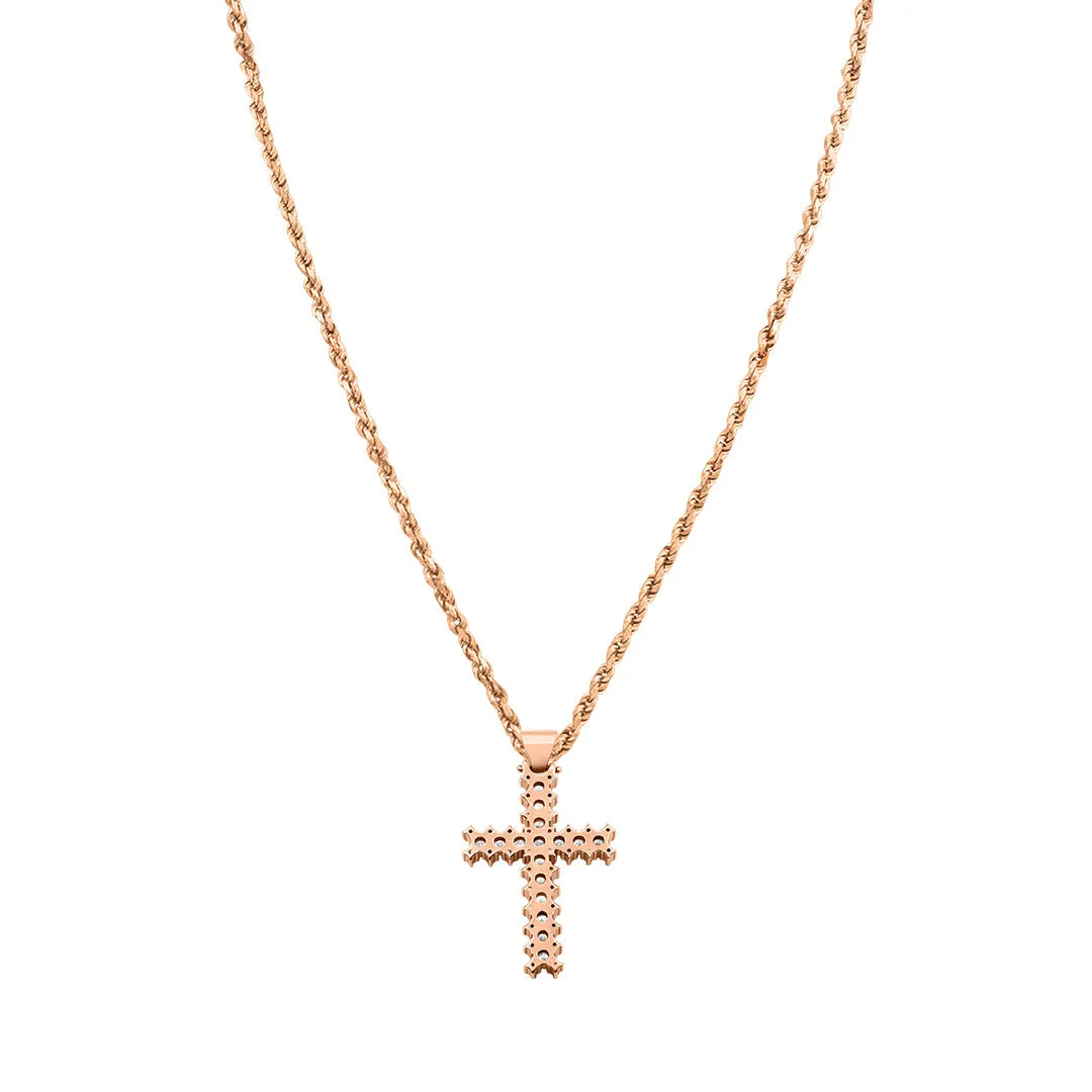 14K Rose Gold & Diamonds Cross Pendant 4.5ctw