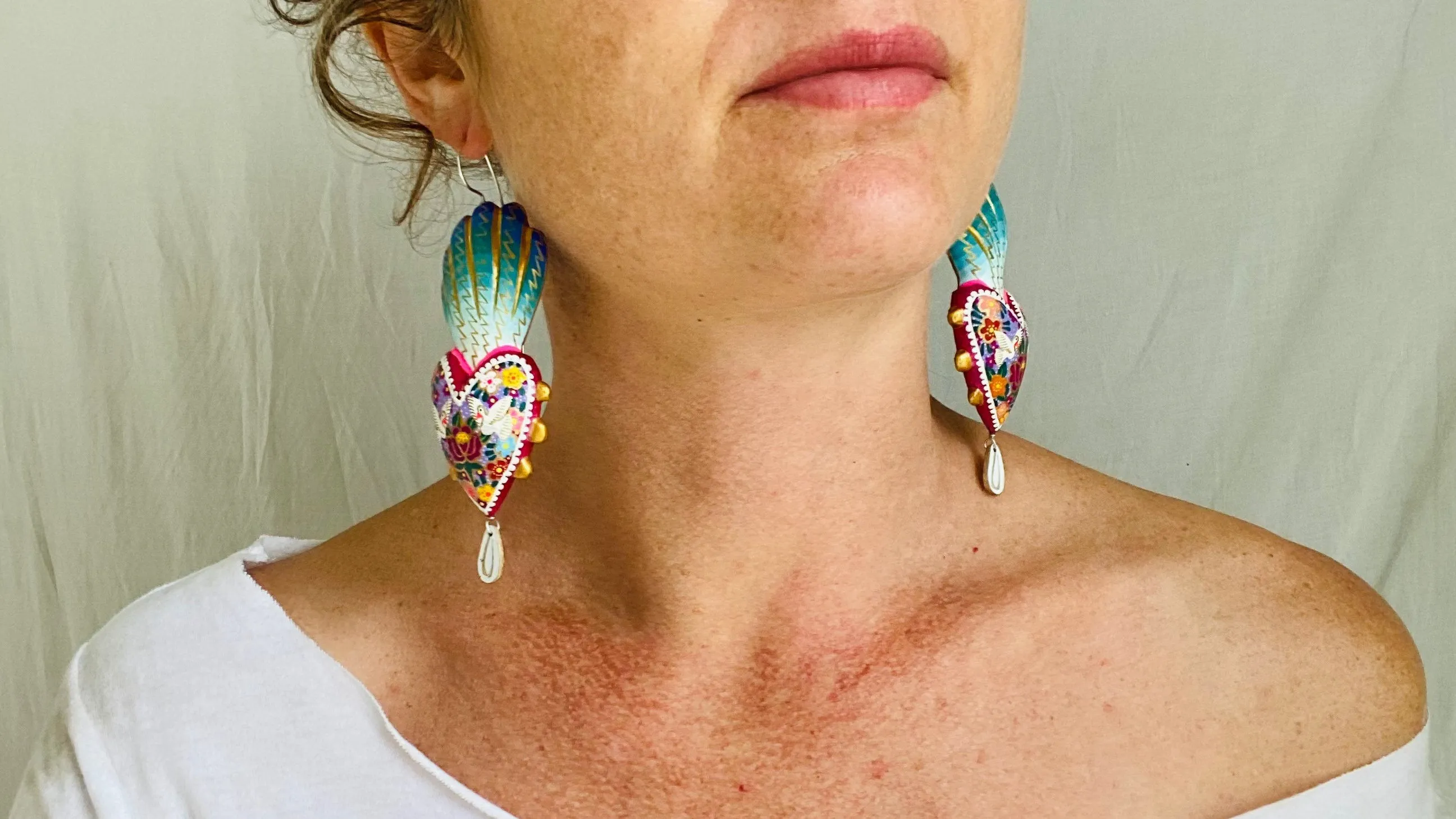 Alebrije Heart Earrings. Sterling Silver. Atelier Aadya