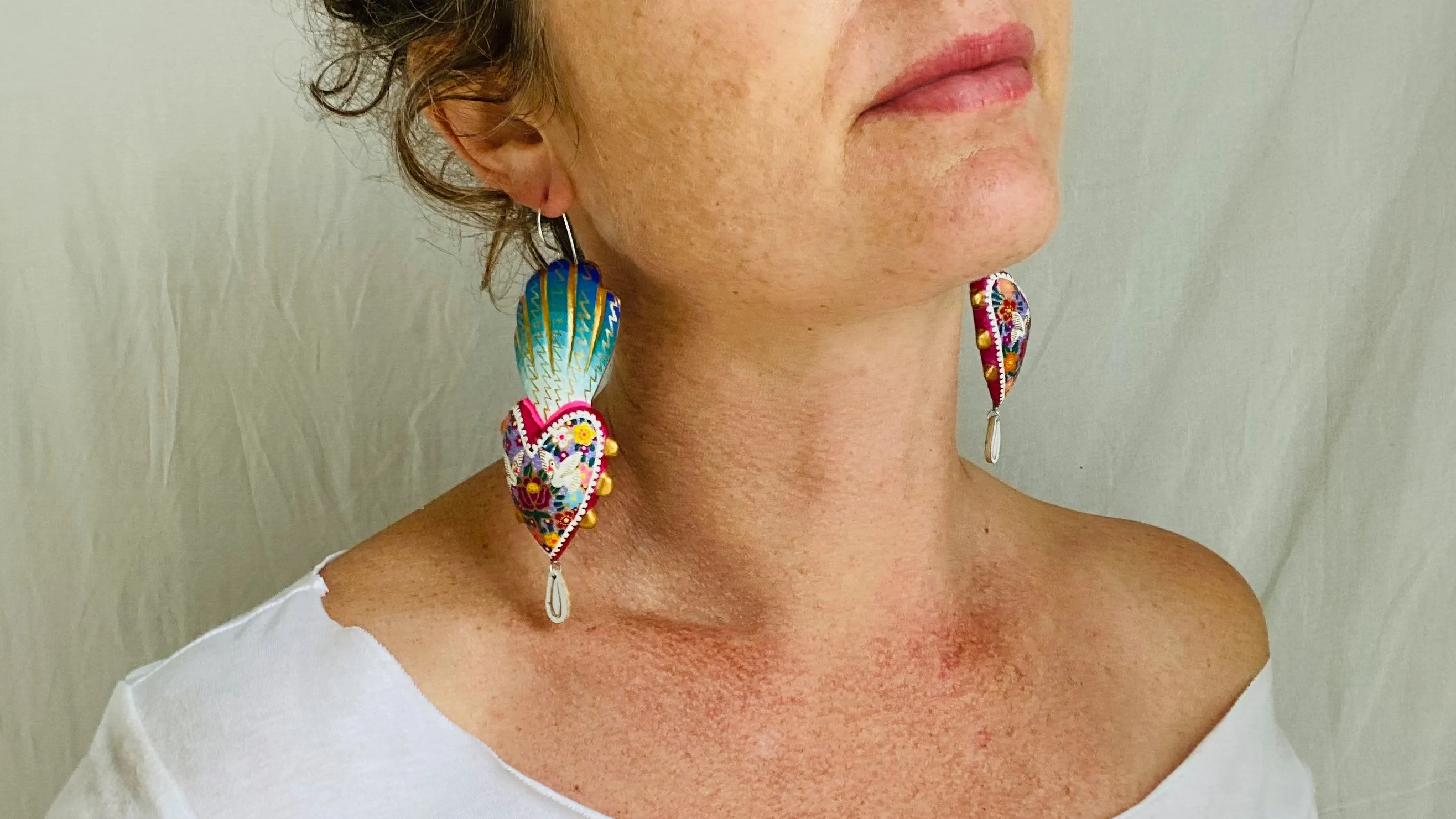 Alebrije Heart Earrings. Sterling Silver. Atelier Aadya