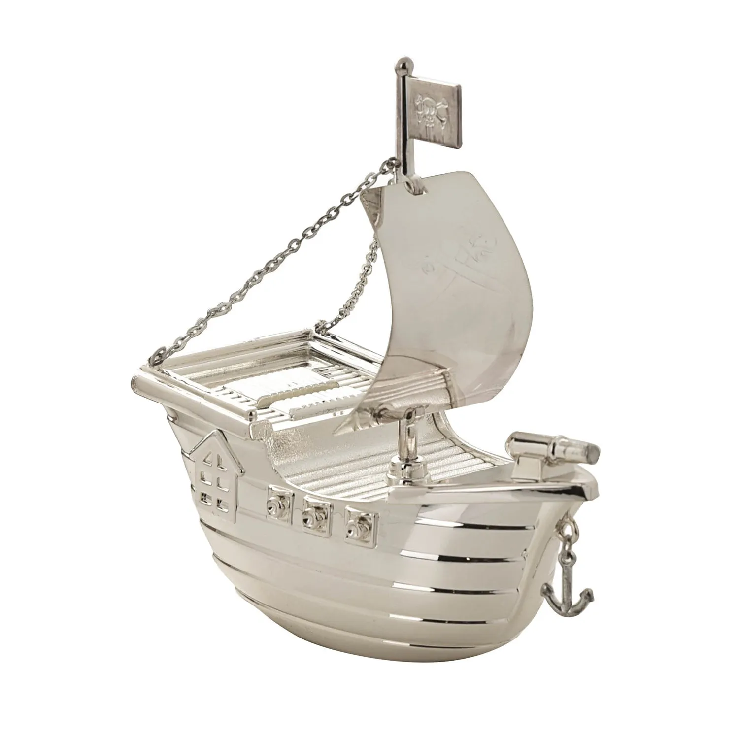 Bambino Silver Plated Money Box Pirate Ship
