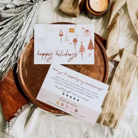 Boho Christmas Business Thank You Card Canva Template | Pastel Pink & Red
