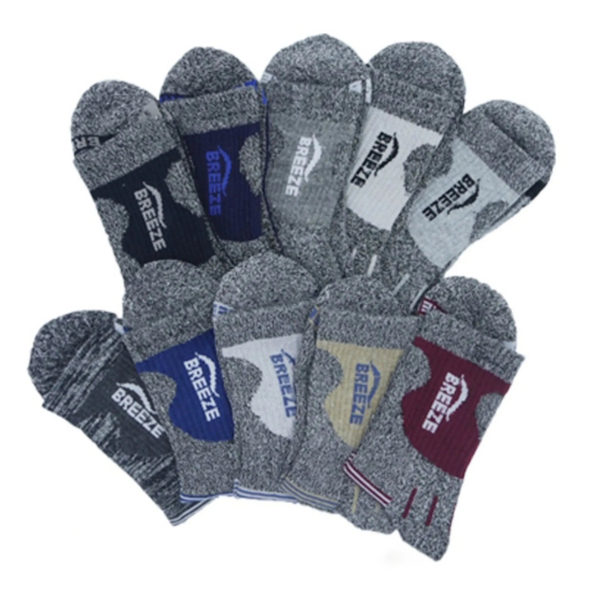 Breeze Men's Crew Hiking Socks - 10 Pairs - 🏆 #93 - Clothing/Accessories - Best of December