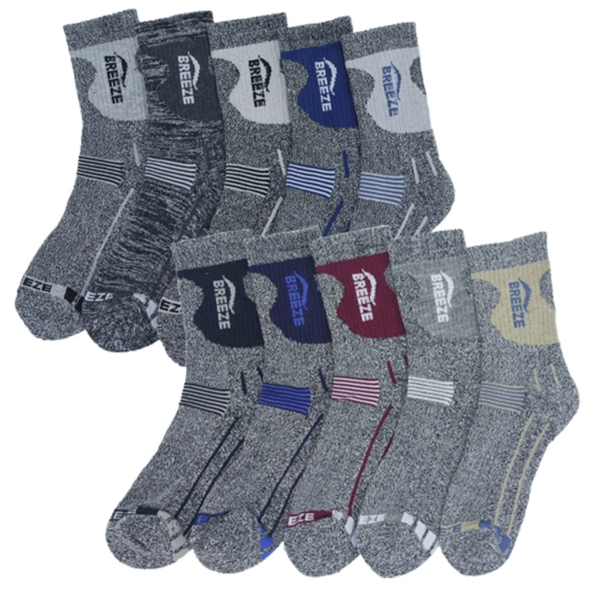 Breeze Men's Crew Hiking Socks - 10 Pairs - 🏆 #93 - Clothing/Accessories - Best of December