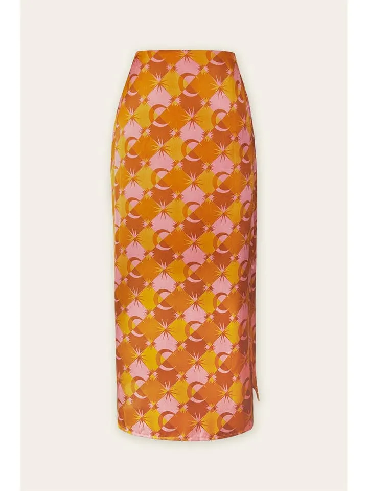 Cosmic Moonbeam Midi Slit Skirt