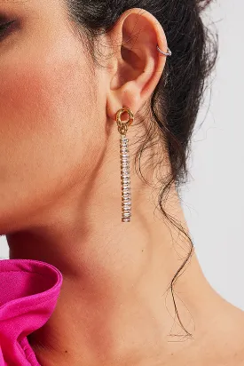 Curveins Linear Gem Drop Gold Earrings