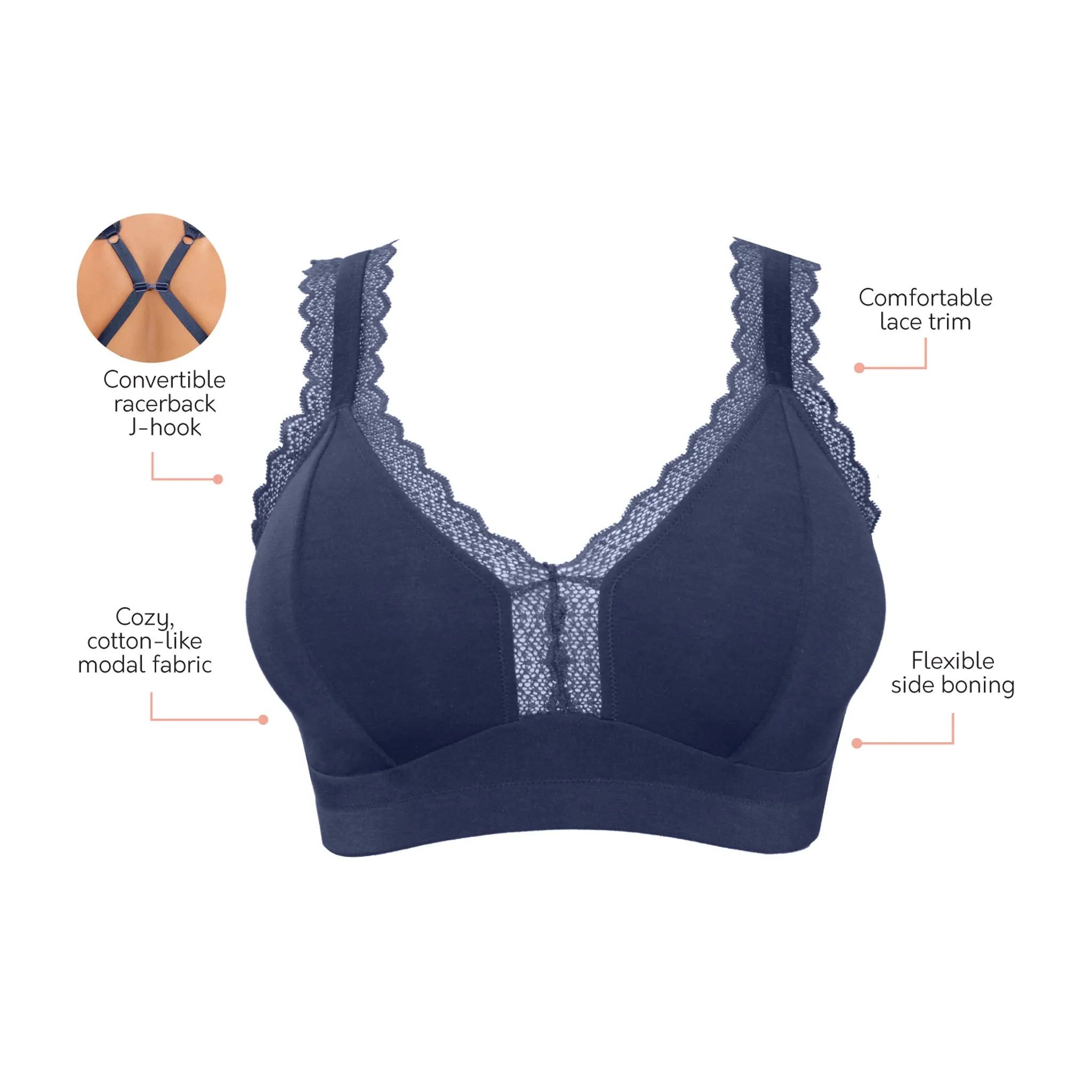 Dalis Bralette - Navy - P5641