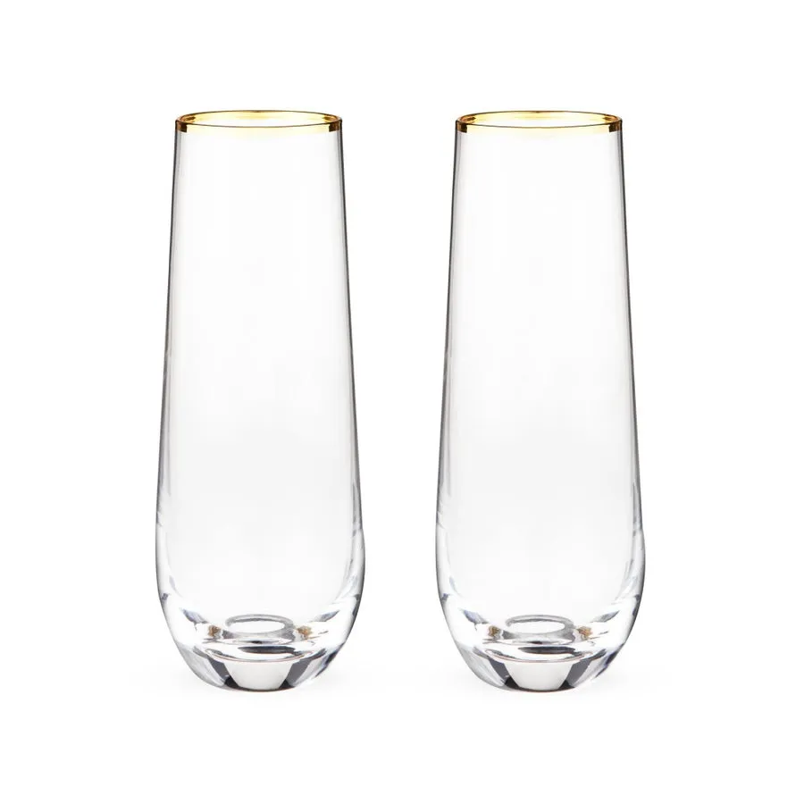 Gilded Stemless Champagne Flutes