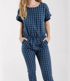 JENNIE denim plaid jumpsuit