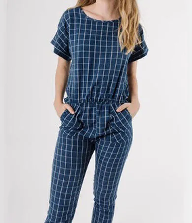 JENNIE denim plaid jumpsuit