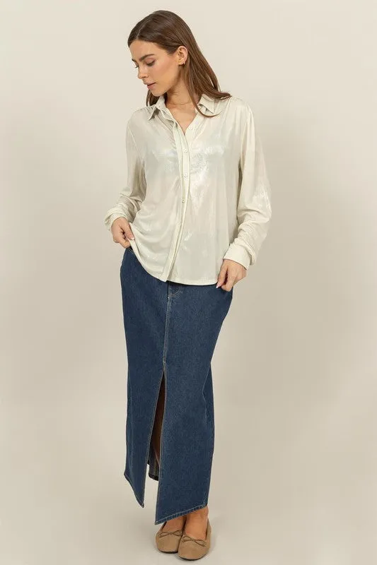 Lustre Puff Sleeve Blouse