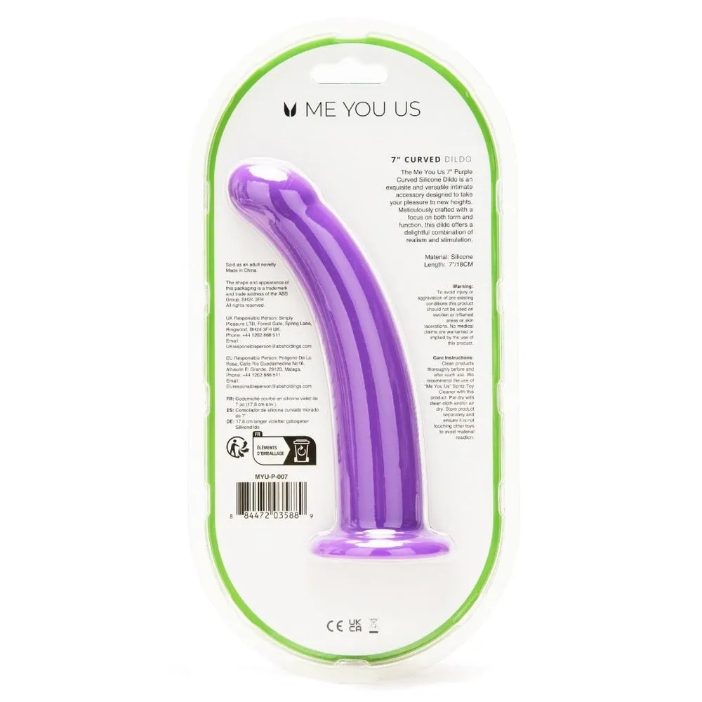 Me You Us 7 Inch Curved Silicone Dildo Purple