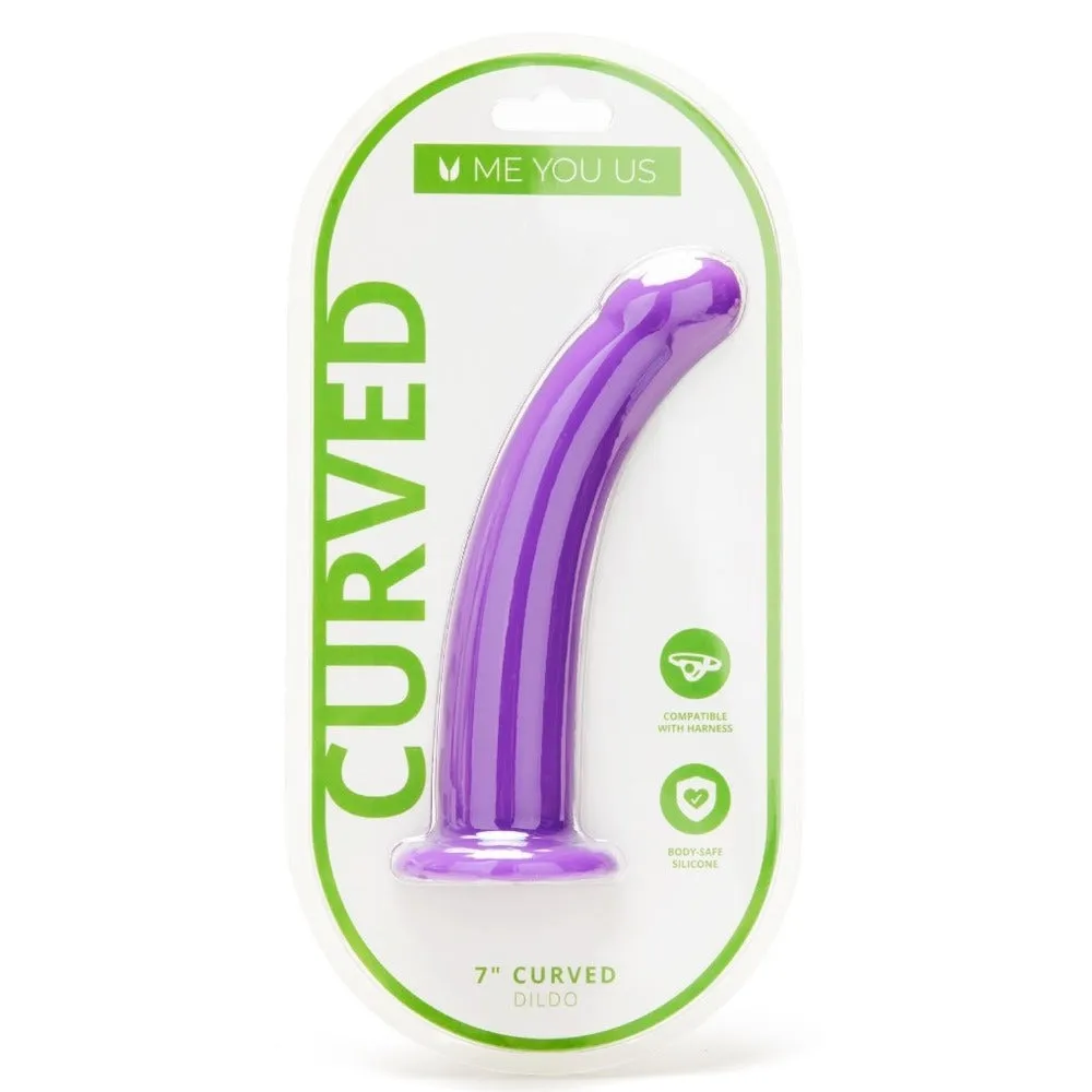 Me You Us 7 Inch Curved Silicone Dildo Purple