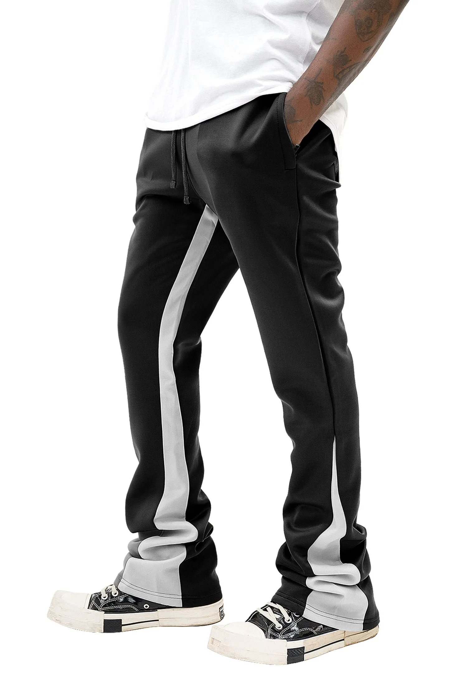 Men's Striped Stacked Flared Track Pants