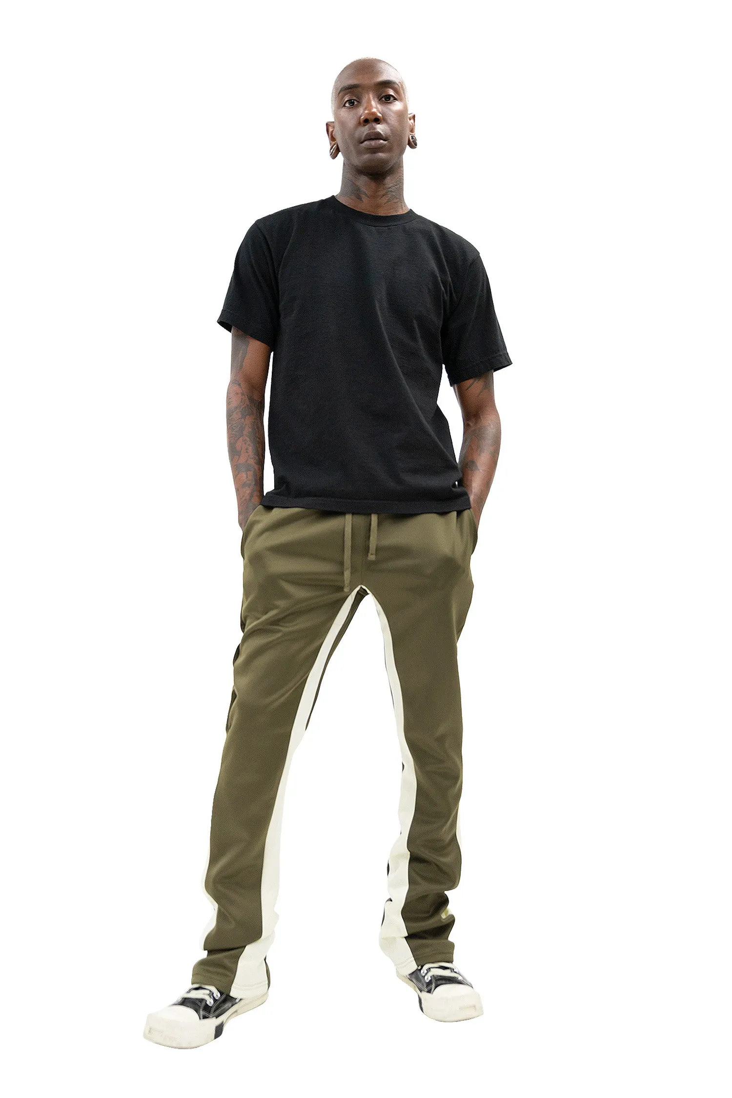 Men's Striped Stacked Flared Track Pants