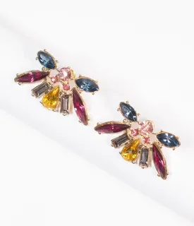 Multicolor Rhinestone Deco Post Earrings