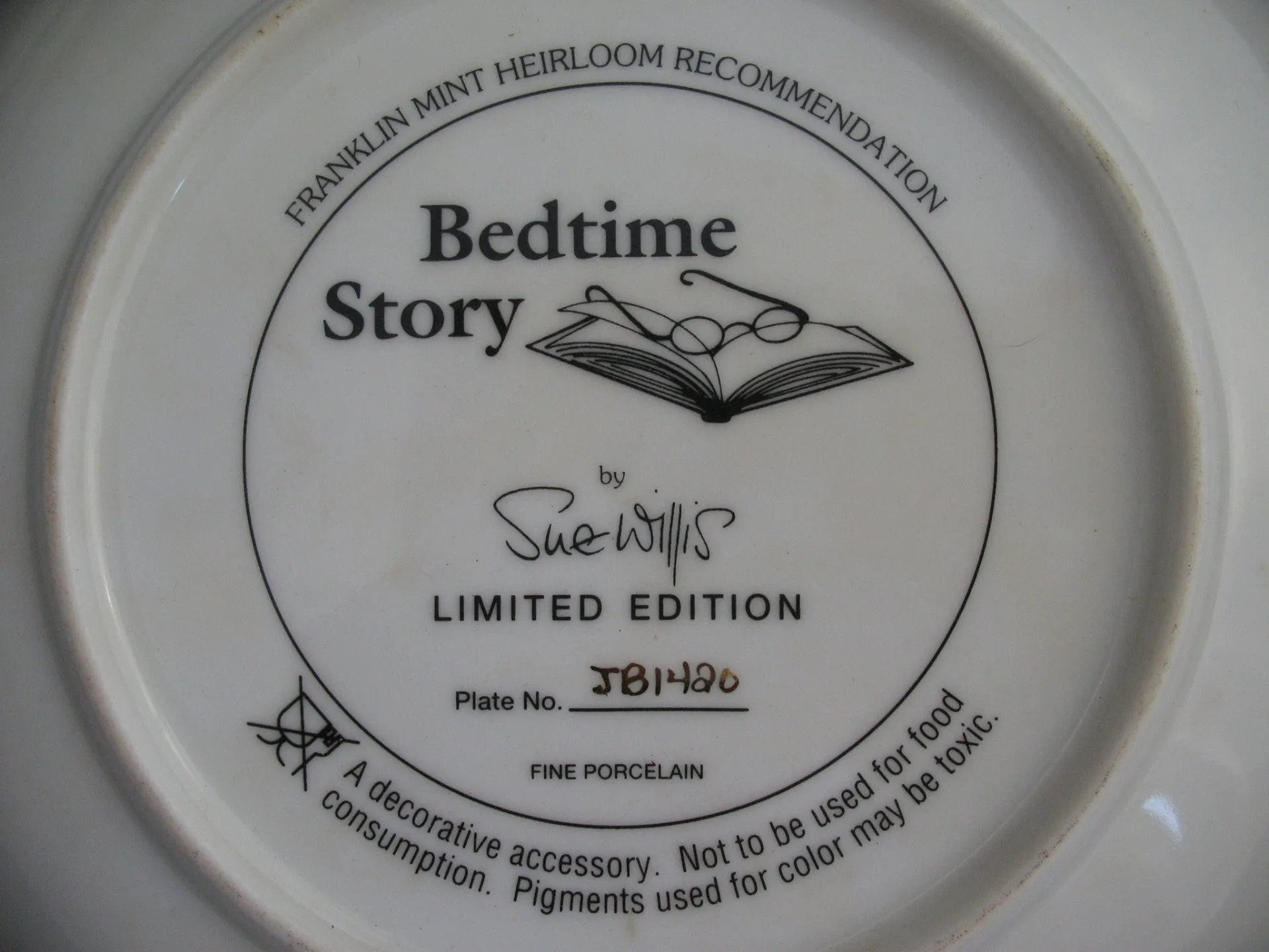 NEW Franklin Mint SUE WILLIS BEDTIME STORY Teddy Bears FINE PORCELAIN 8" Collectors PLATE