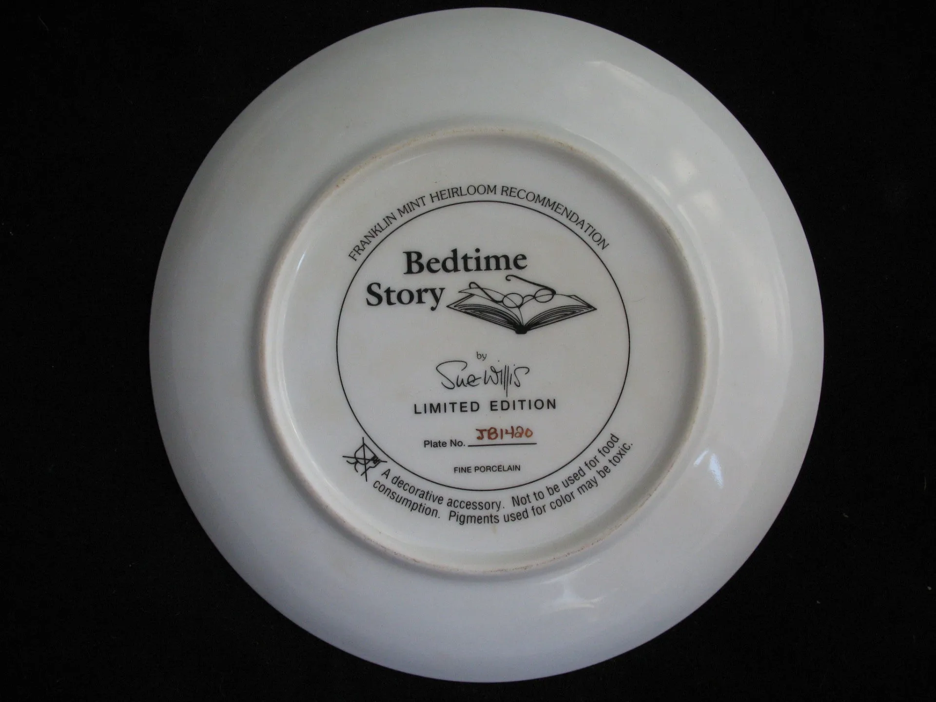 NEW Franklin Mint SUE WILLIS BEDTIME STORY Teddy Bears FINE PORCELAIN 8" Collectors PLATE