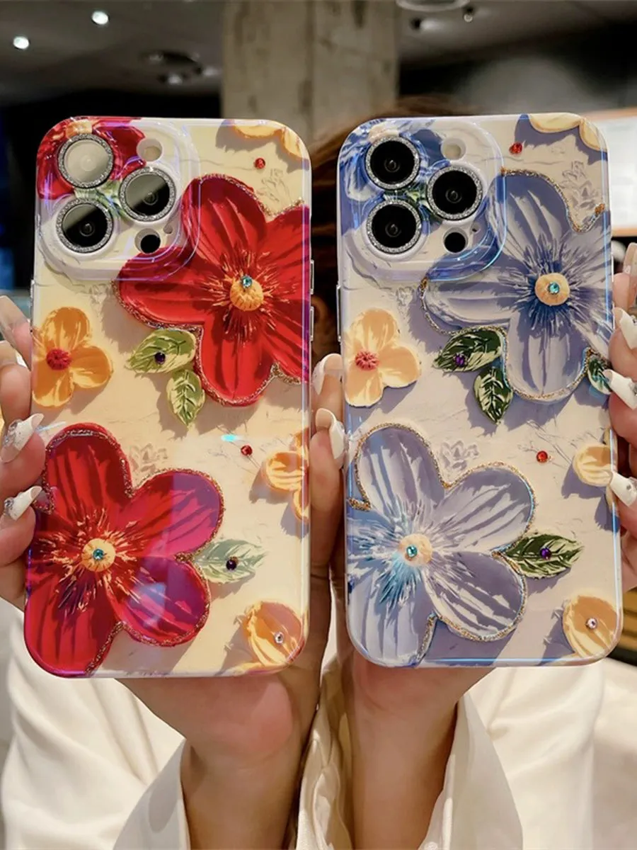 Oil Painting Style Flower Drip Cell Phone Case