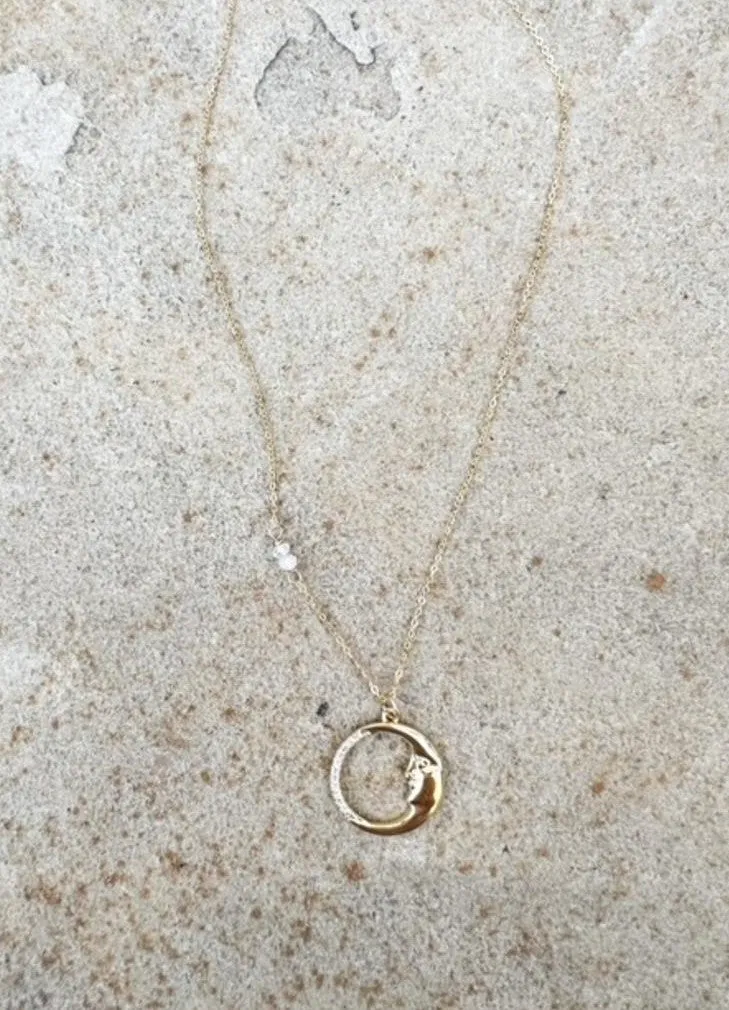 Pave Moon Necklace