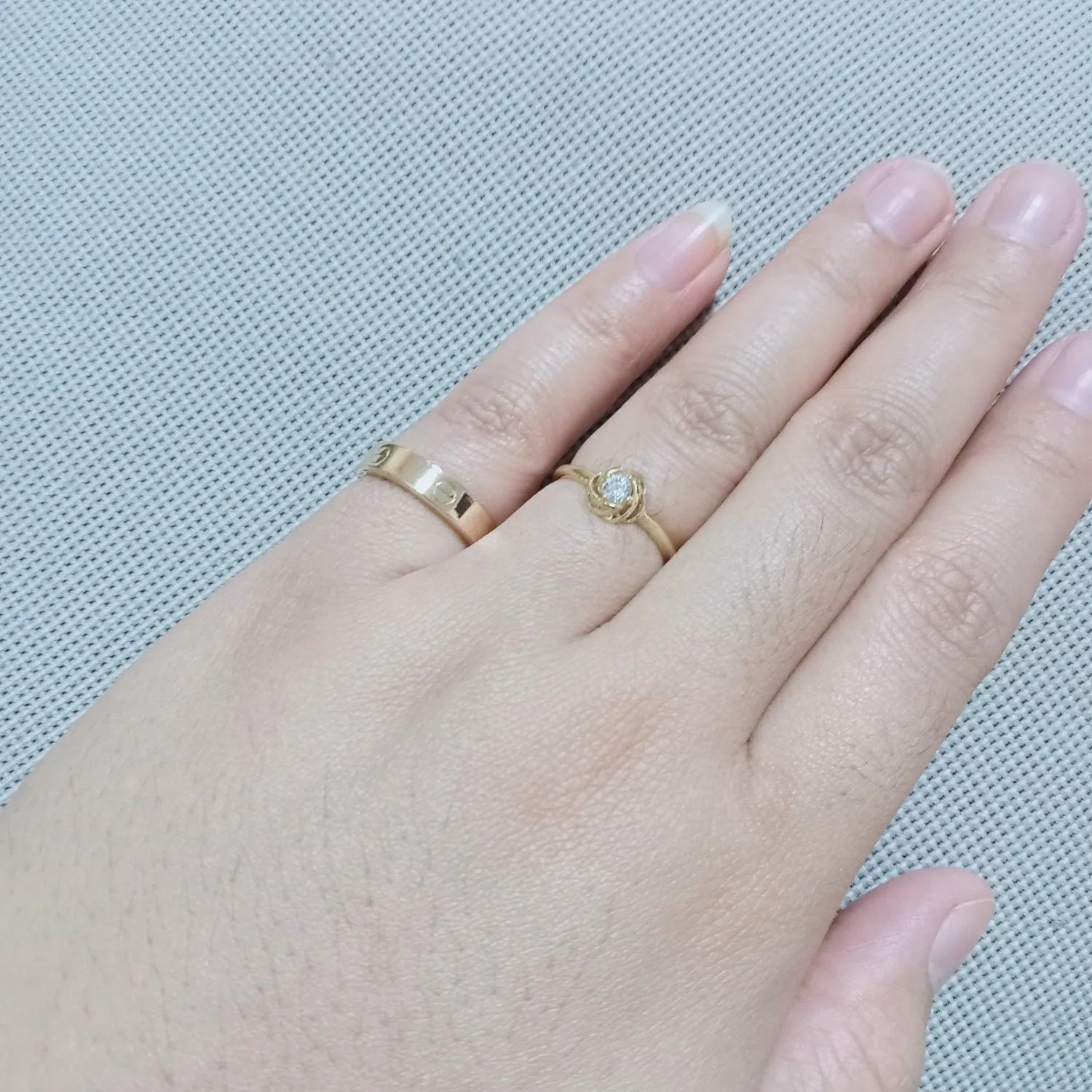 Real Gold Flower Stone Ring 0425 (Size 4) R2125