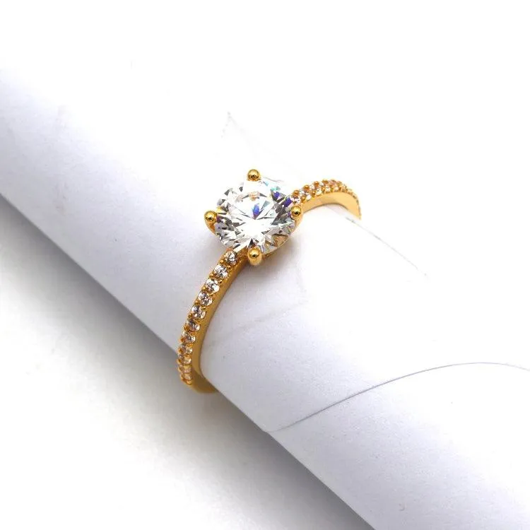 Real Gold Solitaire Stone Wedding & Engagement Ring 0364 (Size 10) R2490