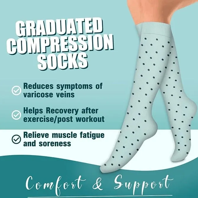 ROYALUCK 3 Pairs Compression Socks for Women & Men Circulation 15-20 mmHg