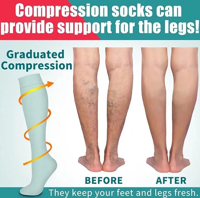 ROYALUCK 3 Pairs Compression Socks for Women & Men Circulation 15-20 mmHg