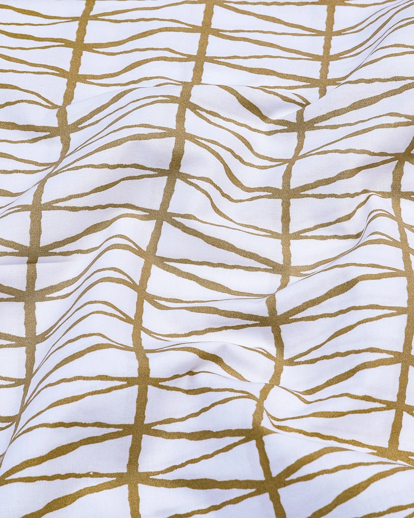 Sand Cream Geometrical Poplin Print Cotton Shirt