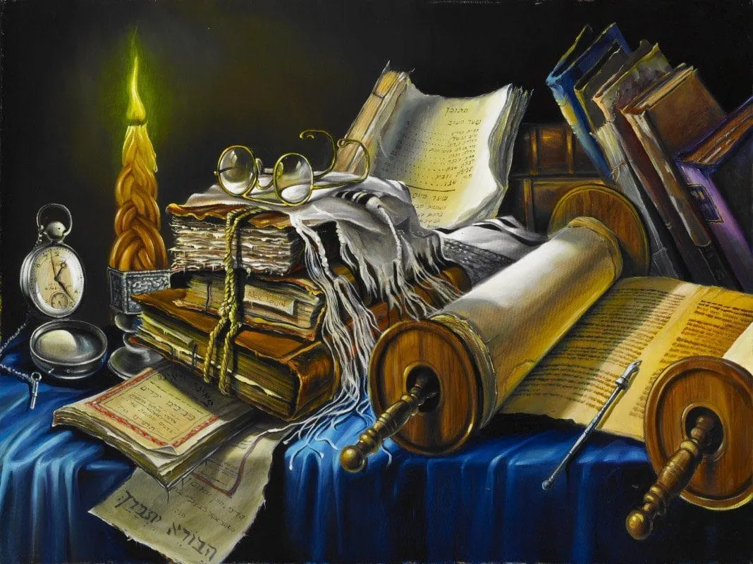 Still life with the open Torah