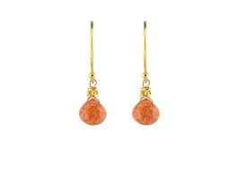 Tiny Gold Sunstone Earrings