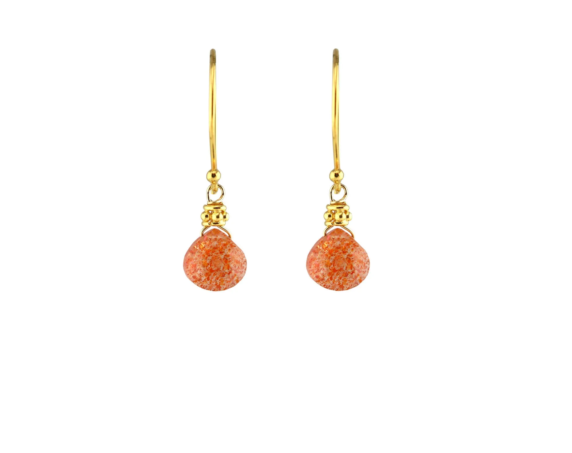 Tiny Gold Sunstone Earrings