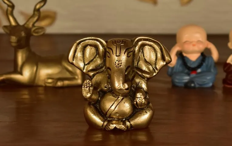 White Whale Small Large Ear Ganesha Seated | Brass Statue