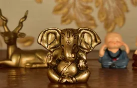 White Whale Small Large Ear Ganesha Seated | Brass Statue